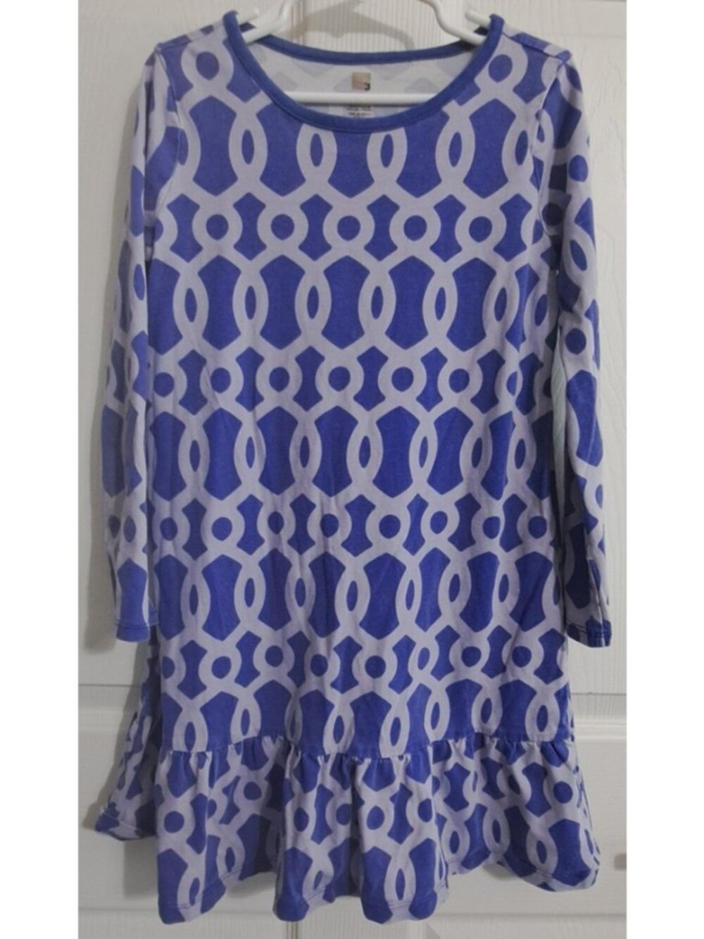 Tea Collection Girl's 10 Purple Long Sleeve Chain Print Dress
